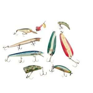Vintage Fishing Lure Lot Mixed Set Crankbait Minnow Spoon Spinner Daredevil